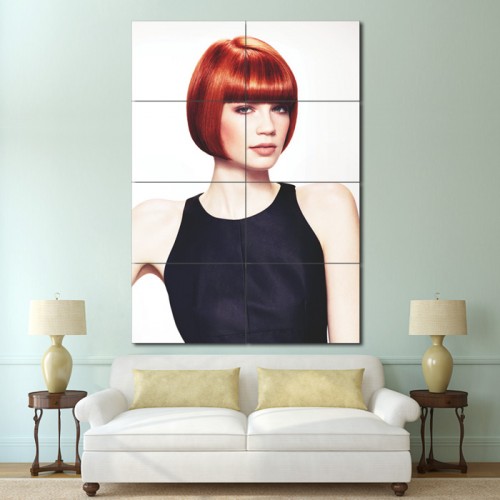 Roter Bob Haarsnitt Friseursalon Wand-Kunstdruck Riesenposter 